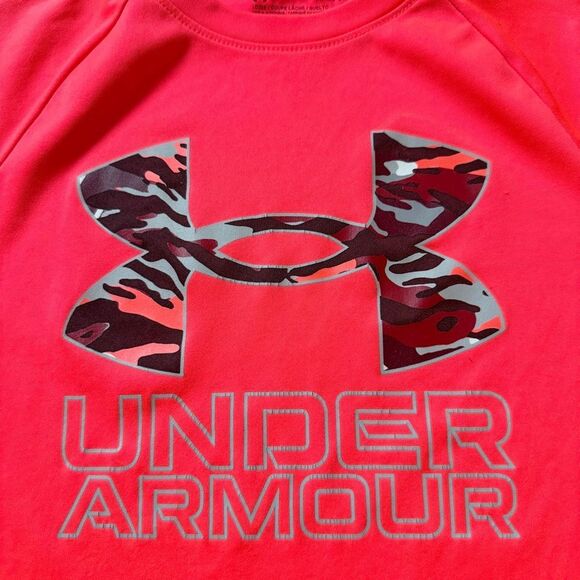 Under Armour Neon Orange Camo Shirt Youth Medium Loose Fit - Picture 3 of 9